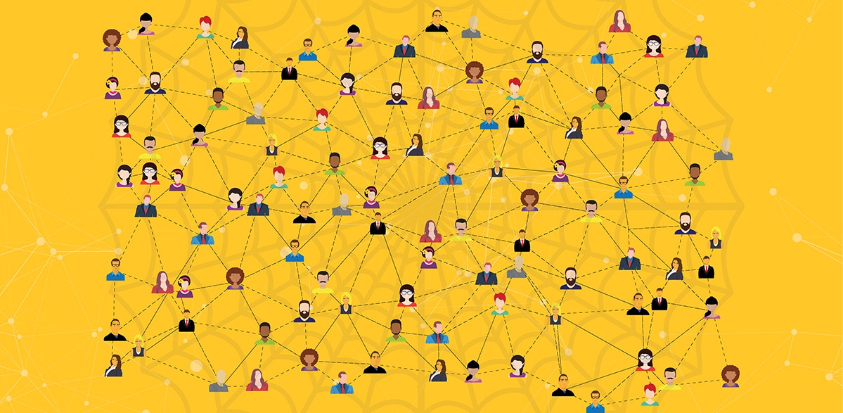 Illustration of a web network of people