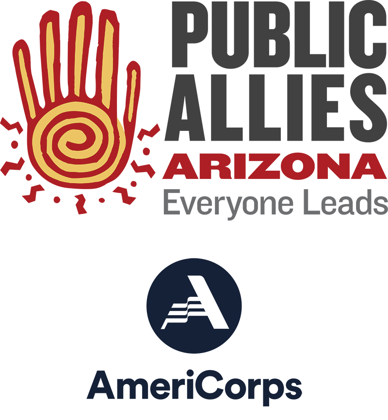 The logos for Public Allies Arizona and Americorps.