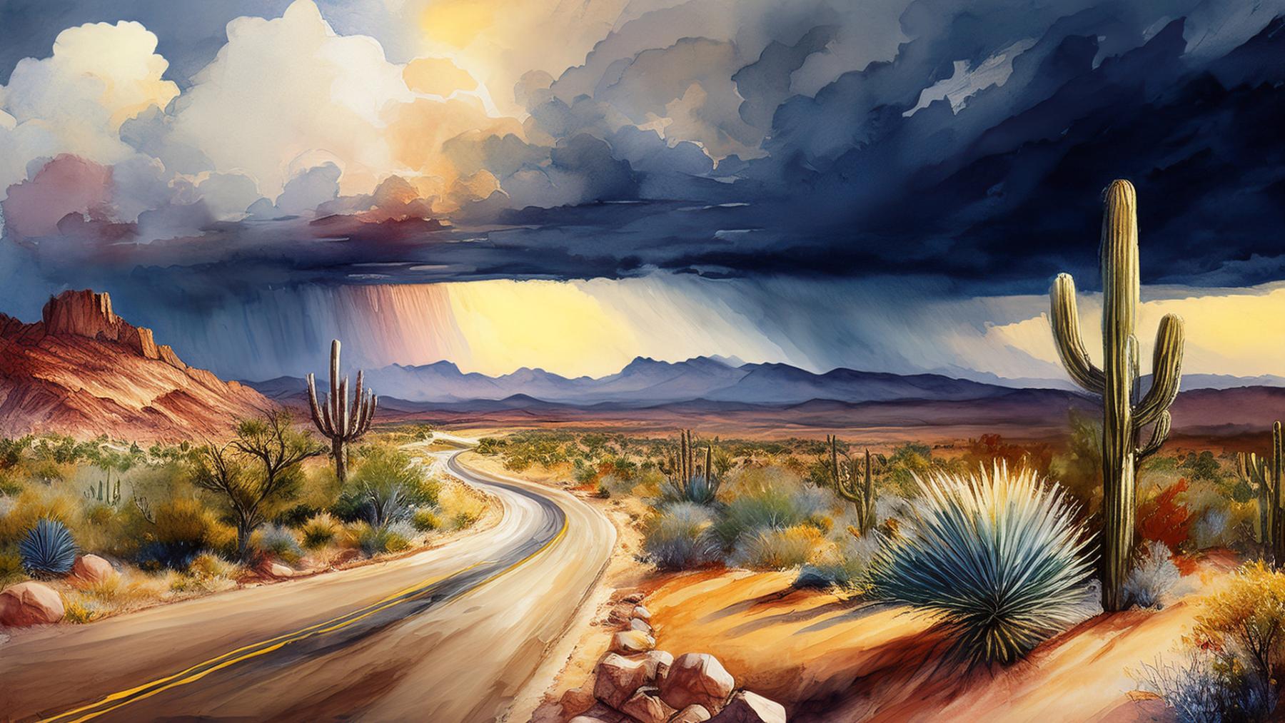 Stormy Skies Over a Desert Landscape