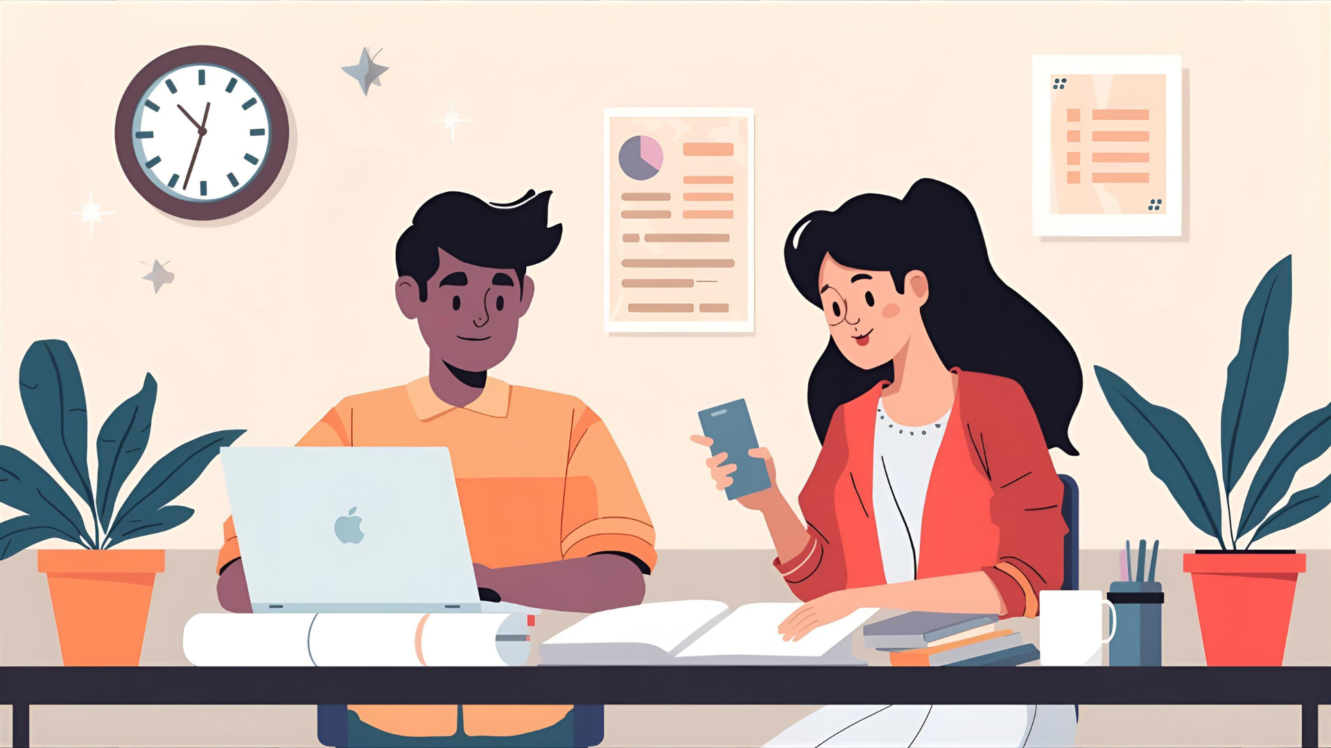 illustration of two people working in an office